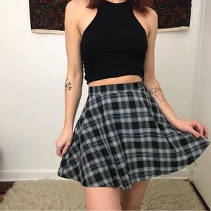 American Apparel Gray Plaid Skater Flattering Mini School Girl Skirt